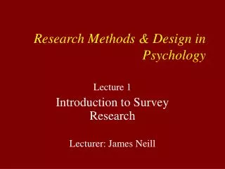 Research Methods &amp; Design in Psychology
