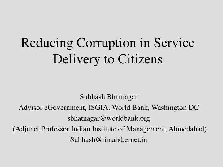 reducing corruption in service delivery to citizens