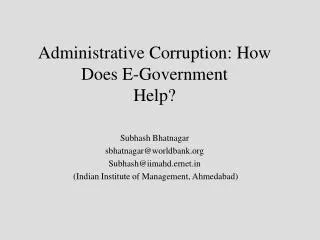 Administrative Corruption: How Does E-Government Help?