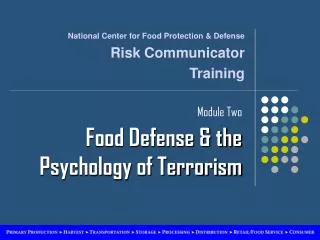 Module Two Food Defense &amp; the Psychology of Terrorism