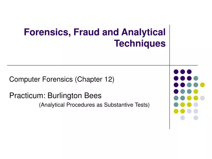 forensics fraud and analytical techniques