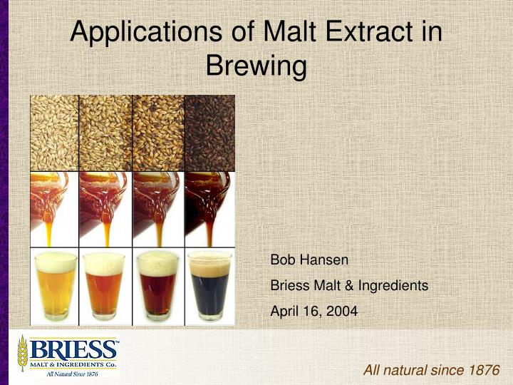 applications of malt extract in brewing