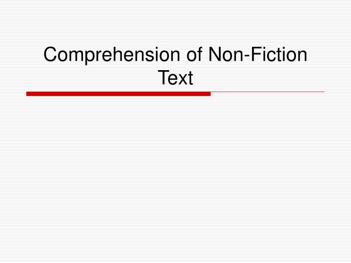 comprehension of non fiction text