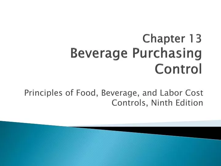 chapter 13 beverage purchasing control