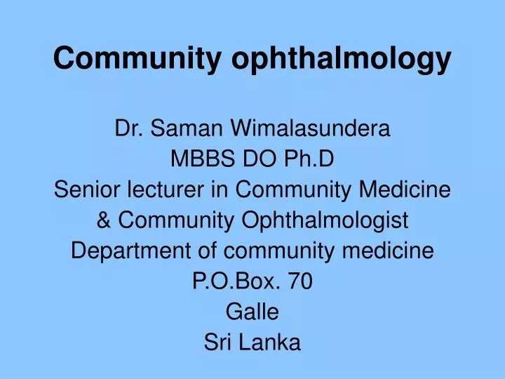 community ophthalmology