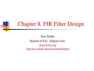 Chapter 8. FIR Filter Design