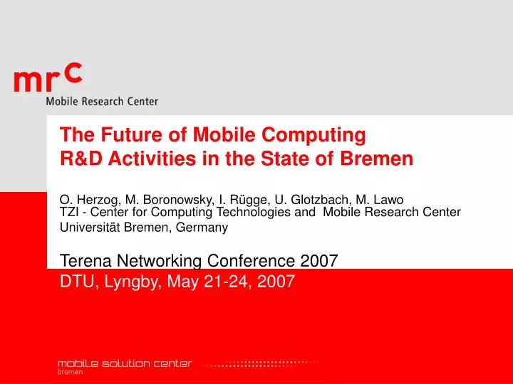 the future of mobile computing r d activities in the state of bremen