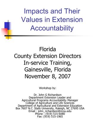 Impacts and Their Values in Extension Accountability