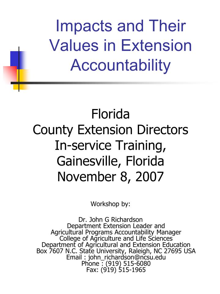impacts and their values in extension accountability