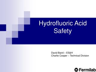 Hydrofluoric Acid Safety