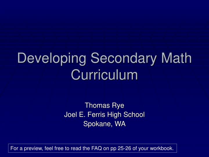 developing secondary math curriculum