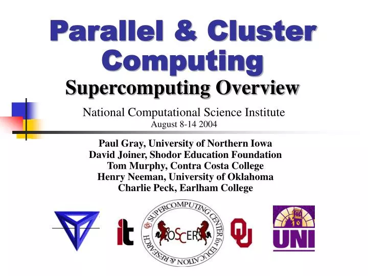 parallel cluster computing supercomputing overview