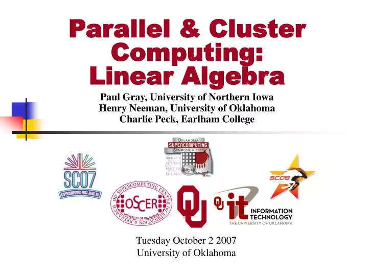 parallel cluster computing linear algebra