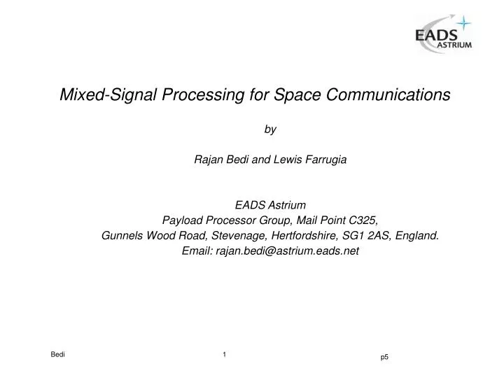 mixed signal processing for space communications