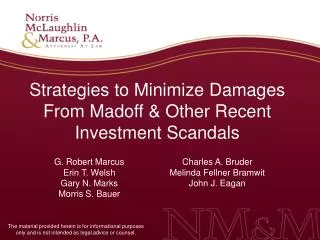 Strategies to Minimize Damages From Madoff &amp; Other Recent Investment Scandals