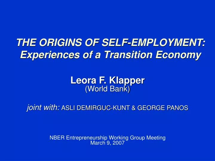 the origins of self employment experiences of a transition economy