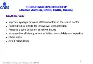FRENCH MULTIPARTNERSHIP (Alcatel, Astrium, CNES, EADS, Thales)