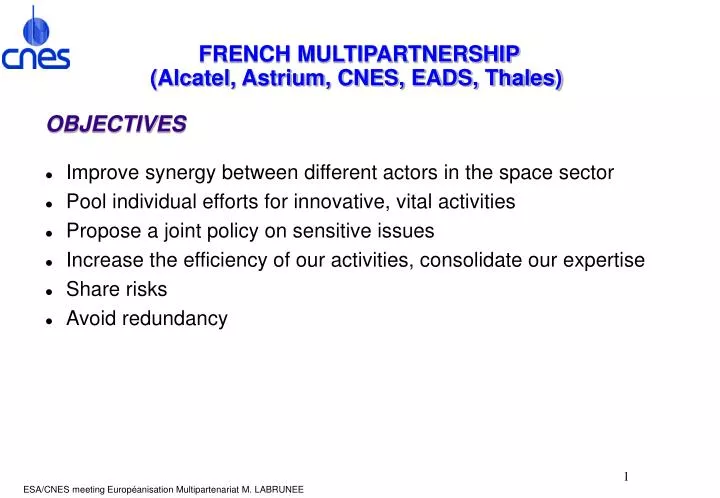 french multipartnership alcatel astrium cnes eads thales