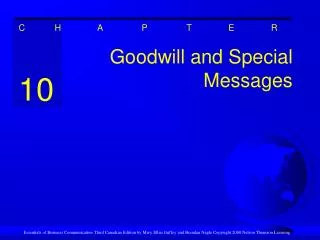 Goodwill and Special Messages