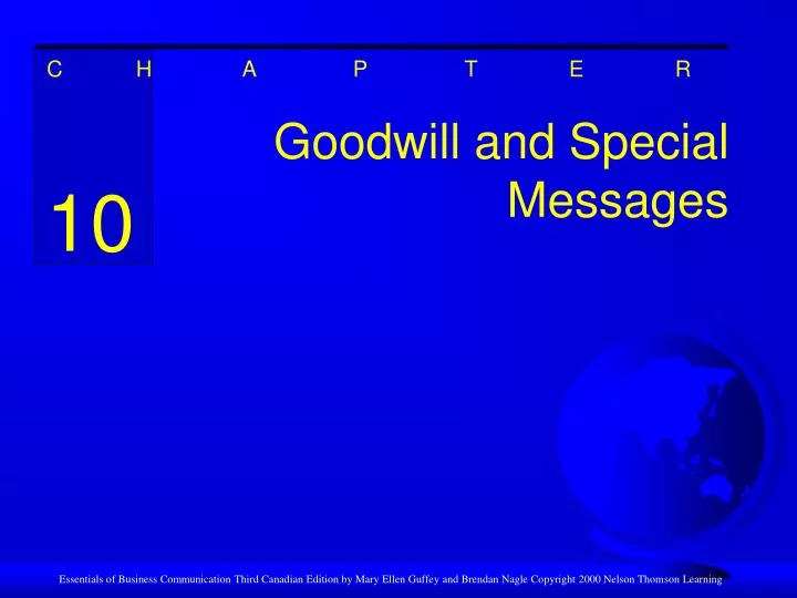 goodwill and special messages