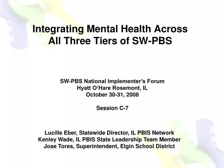 integrating mental health across all three tiers of sw pbs
