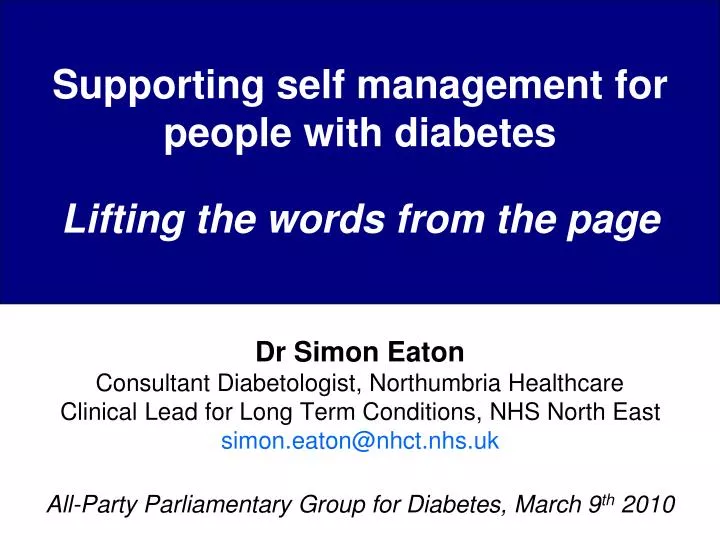 supporting self management for people with diabetes lifting the words from the page