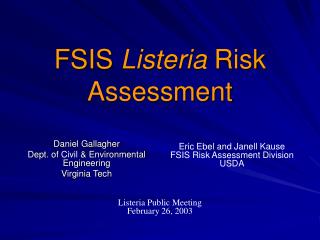 FSIS Listeria Risk Assessment