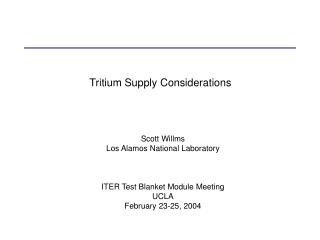 Tritium Supply Considerations
