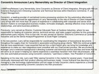 Corcentric Announces Larry Nemerofsky as Director of Client