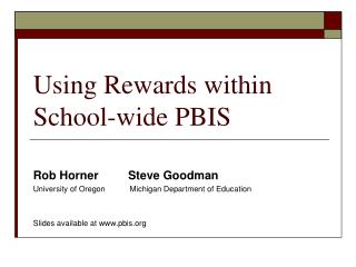 Using Rewards within School-wide PBIS