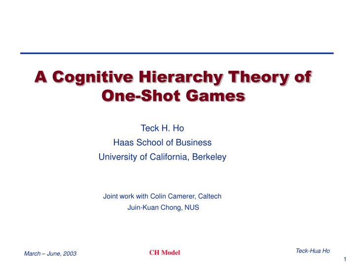 a cognitive hierarchy theory of one shot games