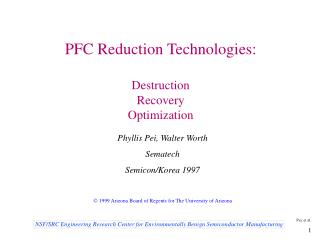 PFC Reduction Technologies: Destruction Recovery Optimization