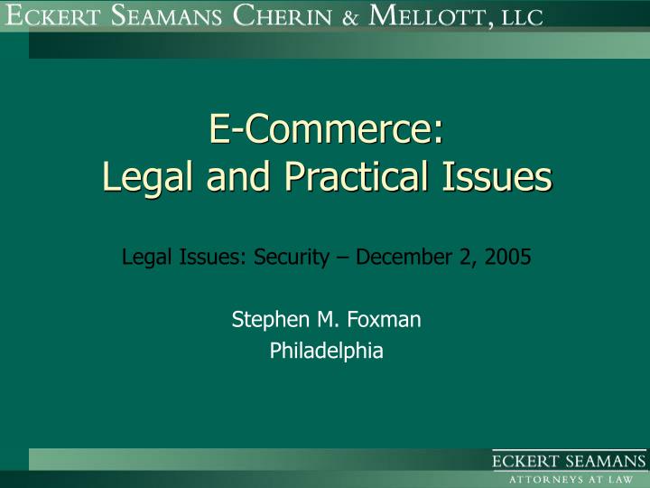 e commerce legal and practical issues