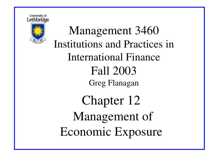 chapter 12 management of economic exposure