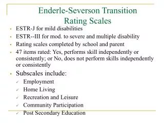 Enderle-Severson Transition Rating Scales