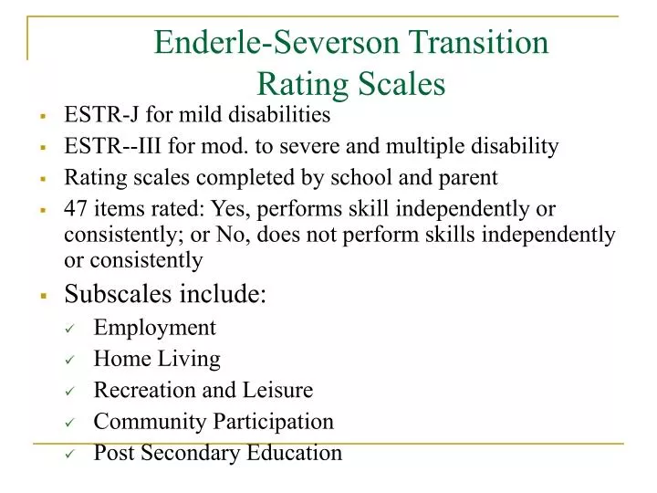 enderle severson transition rating scales