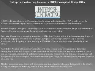 Enterprise Contracting Announces FREE Conceptual Design Offe