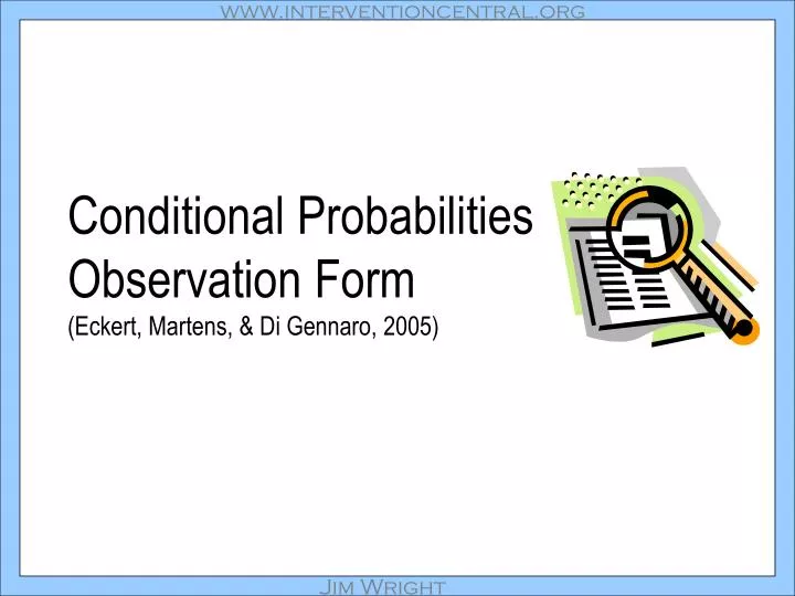 conditional probabilities observation form eckert martens di gennaro 2005