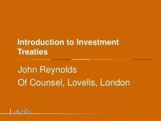 Introduction to Investment Treaties