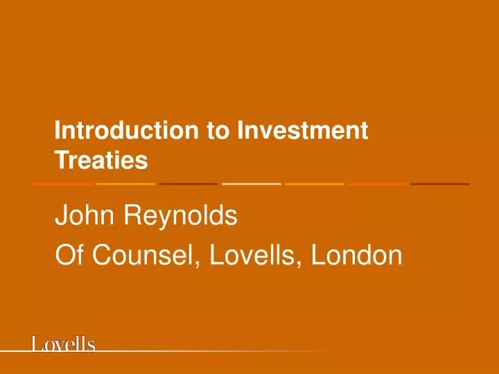 introduction to investment treaties