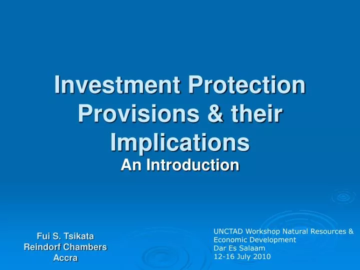 investment protection provisions their implications