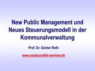 New Public Management und Neues Steuerungsmodell in der Kommunalverwaltung