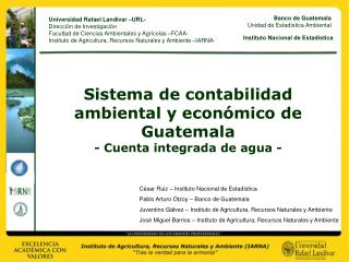 Sistema de contabilidad ambiental y económico de Guatemala - Cuenta integrada de agua -