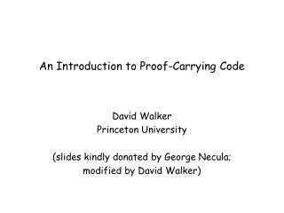 An Introduction to Proof-Carrying Code