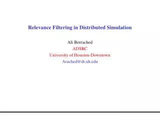 Relevance Filtering in Distributed Simulation
