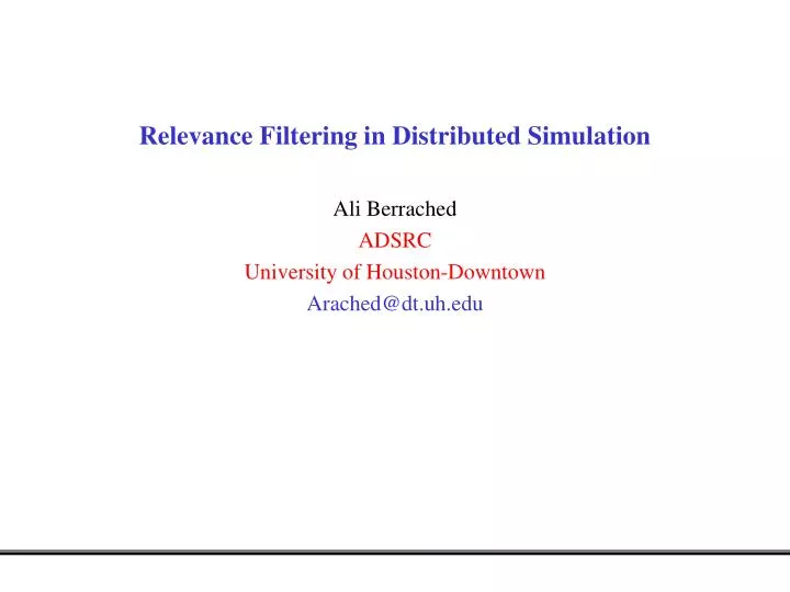relevance filtering in distributed simulation
