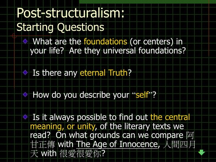 post structuralism starting questions