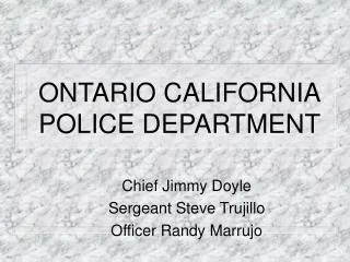 ONTARIO CALIFORNIA POLICE DEPARTMENT