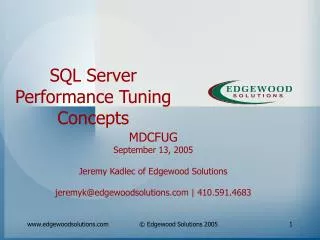SQL Server Performance Tuning Concepts