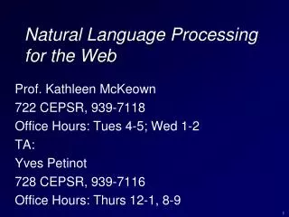 Natural Language Processing for the Web